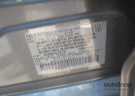 2020 Nissan Sentra Sr Xtronic Cvt из США, поврежденный, VIN 3N1AB8DV5LY227734